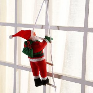 MIRELAE Ông già Noel màu đỏ Đồ trang trí hình ông già Noel. Thang dây Đồ trang trí mềm mại có thể treo. Đồ trang trí treo tường dịp Giáng sinh. Trang trí ông già Noel leo núi Đồ trang trí cây thông Noel
