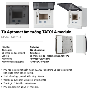 (Rạng Đông) Tủ Aptomat âm tường Tủ át điện 4-10-14-18-22 đường Chuyên dùng MCB CB 1 tép 2 tép TAT01