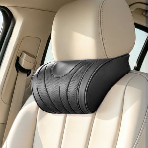 DECALE Leather Car Seat Headrest Cushion Breathable Soft Foam Auto Head Pillow Universal Adjustable Fit Car Neck Pillow Car Seat