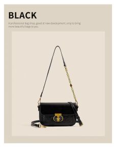 Tas Selempang Wanita Import Tas Bahu Wanita Semi Rantai Hualun Kelly Slingbag Cewek Bahan Kulit Pu Hitam Cokelat Ada Sertifikat 260882 6088
