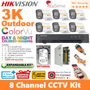 HIKVISION New 8-Channel 3K H.265 DVR with ColorVu TVI Cameras Waterproof & Night Vision DIY Surveillance System Package Kit