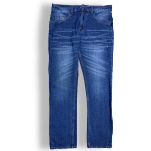 BIBA Jeans Reguler Fit Panjang untuk Pria - Gaya Basic Warna Navy Medium Wash