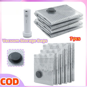 7Pcs Travel Vacuum Storage Bags Set with Rechargeable Electric Pump for Luggage Clothing & Blankets