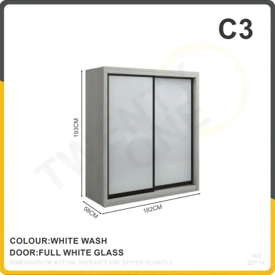 [SG Seller] Twentyone Solid Plywood Sliding Door Wardrobe (5FT /6FT Available + Free Installation)