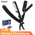 kemei Barber Straight Edge Razor Safety with 10-Pack Blades - 100 Percent Stainless Steel. 
