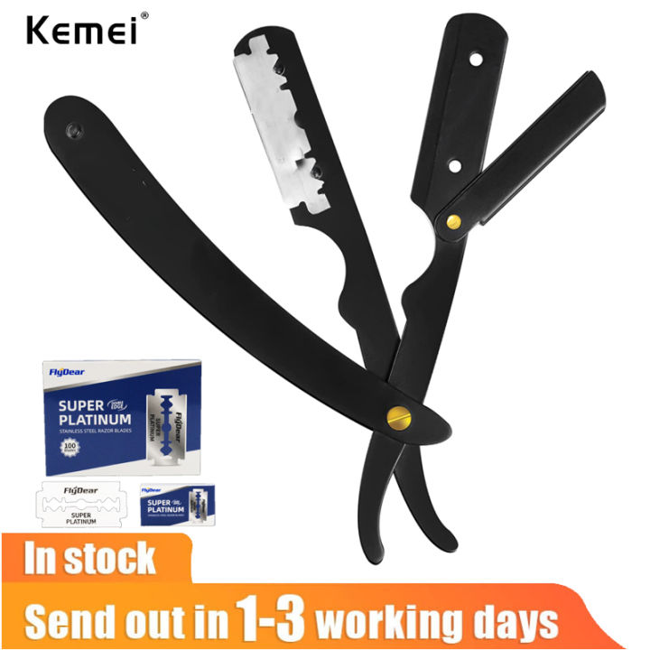 kemei%20Barber%20Straight%20Edge%20Razor%20Safety%20with%2010-Pack%20Blades%20-%20100%20Percent%20Stainless%20Steel%20-%20Image%202
