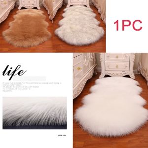 FEELDG Washable  Floor Protection Non Slip Fluffy Shaggy Sheepskin Rug Soft Rugs Faux Fur Bedroom Mats