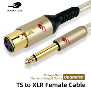 GOLLEY LION 1/4 TS to XLR Female Cable Nylon Braided Microphone Cable TS 6.35mm Mono Jack Unbalanced Microphone Cable Heavy Duty Mic Cable