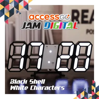 Digital Jam 3D Alarm Dinding Bisa Cek Suhu Temperatur ACCESSGO LED DIGITAL CLOCK Jam Meja Dinding Estetik PREMIUM - Bigtronik