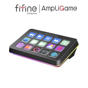 Fifine AmpliGame D6 Multi-Platform Streaming Controller with 15 Macro Keys Dynamic RGB Lighting Trigger Actions in OBS/Twitch/YouTube/Streamlabs Shortcut Buttons Keypad Works with Mac and PC