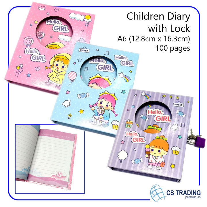 Hello Girl A6 Children Kid Diary Book with Lock / Notebook / Note Book