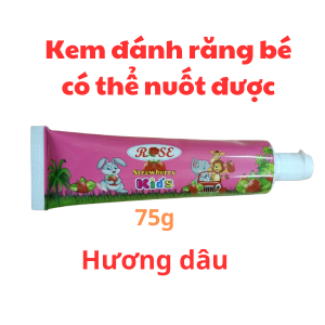 Kem đánh răng cho bé kem đánh răng trẻ em 75g Rose kem đánh răng bé có thể nuốt được có hương dâu và hương cam