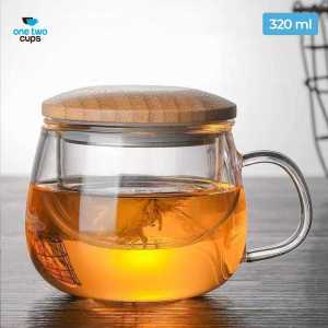 One Two Cups Gelas Cangkir Teh Tea Cup Mug with Infuser Filter / Gelas teh saringan yg ada saringannya kaca tubruk / cangkir teh 1 set murah promo yang ada saringan cina kaca / teko teh yg ada saringannya tahan panas cina set gelas