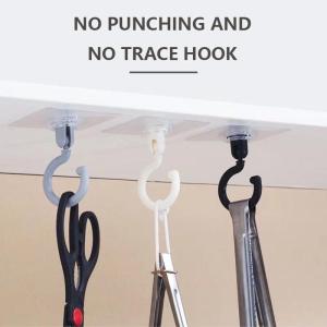 3PCS transparent ceiling hook 360° rotatable ceiling wall hook home multifunctional kitchen bathroom self-adhesive hook