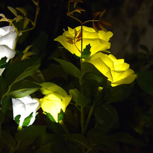 IP65 Waterproof Solar Powered 3 LED Rose Light Outdoor Garden Ground Lamp