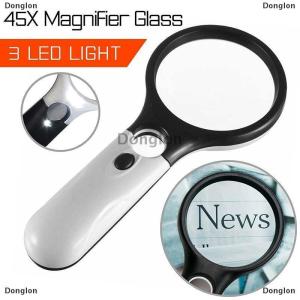 [COD] Donglon 3LED Light 45X Handheld Magnifier Reading Magnifying Lens Jewelry Loupe