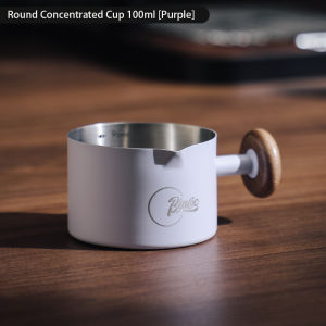 BINCOO Espresso Coffee Cup Measuring Wooden Handle Stainless Steel Milk Cup with Scale Coffee Liquid Extraction Cup 100ML ﻿