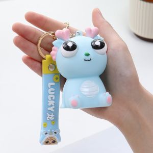 NALANILI Extract Decompression Toy Keychain Little Dragon Big Eyes Unique Fidget Toy  VINYL Pinch Toys