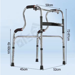 ♿รับน้ําหนัก 350 กิโล♿ เครื่องช่วยเดิน วอกเกอร์พับได้ ไม้เท้าช่วยเดิน  สแตนเลสหนา 75-86cm ปรับระดับได้ 6 ระดับ พับได้คลิกเดียว วอร์คเกอร์ พับได้ วอล์คเกอร์ช่วยเดิน 4 ขา  Walker ไม้เท้าหัดเดินพับได้