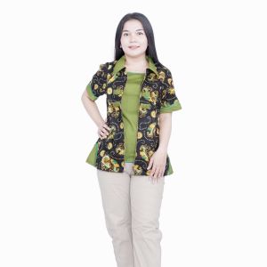 Blouse Big Size Wanita Atasan Batik Lengkap S-M-L-XL-2L-3L-4L-5L-6L-7L Model Blus Jumbo Seragam Batik / Atasan Formal Kantor Wanita / Pakaian Batik Bahan Katun Super Bigsize / Pakaian Kerja Jumbo Wanita Kekinian LD 140 / Oralia