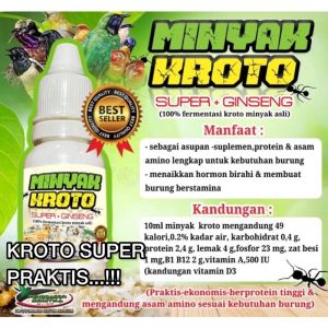 Minyak Kroto Super Gingseng 10ml Suplemen Vitamin Nutrisi Penggacor Semua Burung Kicau