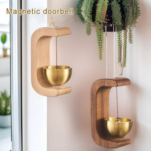 Brass Wooden Doorbell  Wind Chimes Self-adhesive/Magnetic Multipurpose Door Hanging Bells Wall Hanging Decorations Home Door Decor【Free Induction Lamp】 earphea