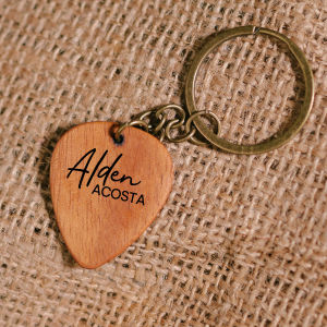 Personalized Wooden Guitar Pick KEYCHAIN| Personalized Name Logo Monogram | Something From Nothing