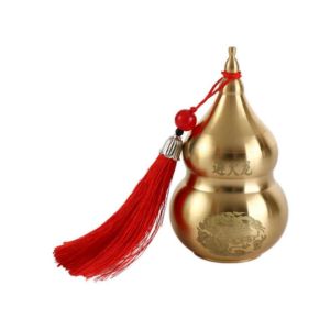 SOMBRA Đồng thau Bầu rồng chống cháy Đồ thủ công Phong cách Trung Quốc Đồ trang trí hình quả bầu Bền Nắp mở phía trên Quả bầu bằng đồng Phòng khách