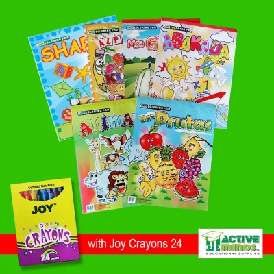 Coloring Books Set (6 Books) for Kids with Joy Crayons 24 by ACTIVE MINDS