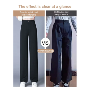 High waist to hide the flesh  and cool narrow straight pants Narrow wide-leg pants High waist to show slim drape pants Thin ice silk straight pants