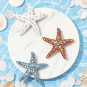 NOBLELYN Gifts Rhinestone Starfish Brooches Clothes Jewelry Party Jewelry Starfish Pin Classic Sea Star Pins Women