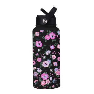 MARINI With Straw 1000ML Tumbler Printed Design 1L Capacity Portable Vacuum Cup  304 Stainless Steel Drinking Cup Travel Use