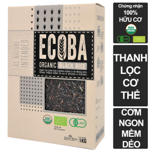 Gạo lứt đen thực dưỡng 100% hữu cơ - ECOBA Huyền Mễ 1kg - Thơm ngon dẻo ngọt - Đạt chứng nhận hữu cơ quốc tế in trên hộp