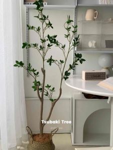 [พร้อมส่ง] Jnihouse : ต้นสึบากิประดิษฐ์ แถมตะกร้าสาน (Tsubaki Potted Plant)(Tree)