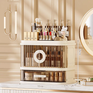Rak Kosmetik meja rias  penyimpanan tempat make up Organizer Dengan Tutup Acrylic Storage laci rak make up rak skincare