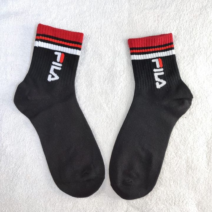 Kaos Kaki Fila Mens Sports Casual Crew Socks 3-Pack Socks 3-Pack