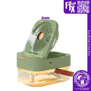 FunTechX 2.5L USB Plug-In Electric Humidifier Fan Water Mist Air Condition Fan 3 Speed Night Light Kipas Wap Air