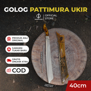 Jawara Pisau | Golsem Golok Kebun Sembelih Pattimura Ukir 40cm Baja Per Multifungsi Tebas Kayu Bambu