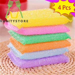 4pcs Non-stick Oil Kitchen Cleaning Rag For Washing Sponge Bowl Cloth Fabric Towel Cleaning Scrubber