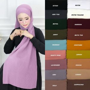 Kerudung Hijab Jilbab Pashmina Diamond Full Plisket Lidi Tanpa Garis Tengah