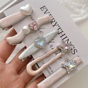 Womens Silver Powder Flowing Metal Hair Clip Womens Y2k Hair Cutting Needle Sweetcool Multi-functional Hair Accessory