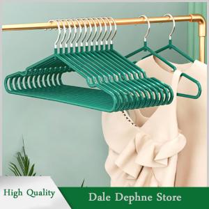 [Dale Dephne] Quần áo móc treo móc với rãnh cho phát sóng trẻ em dành cho người lớn kim loại đơn giản dày Non-Slip Dip nhựa Áo móc màu xanh lá cây