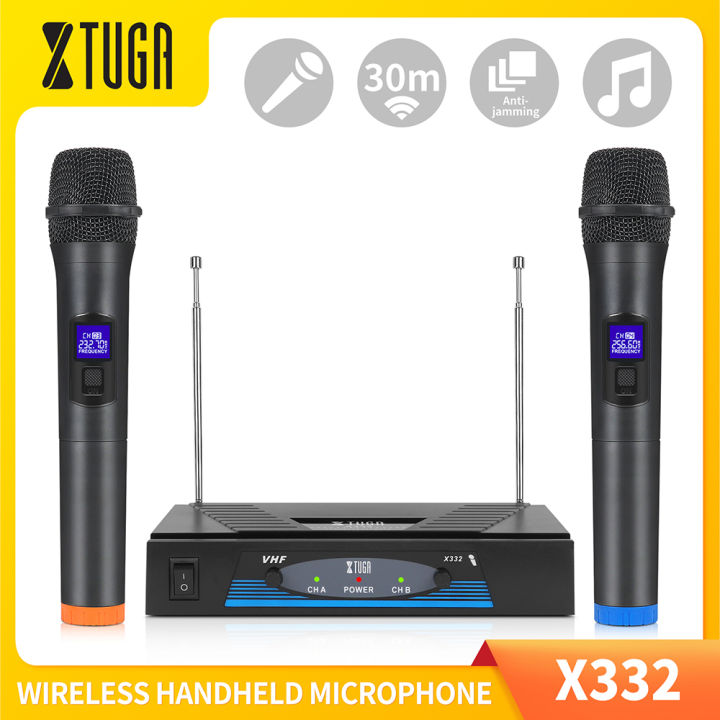 XTUGA X332 VHF Wireless Microphone System With 2 Handheld Wireless Dynamic Microphone for Speech Wedding Outdoor Performance Lazada Singapore