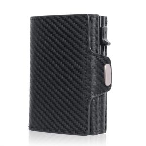 Pop-Up Credit Card Case with RFID Protection Genuine Leather Wallet with Compartment for Notes and Coins for Men and Women2026