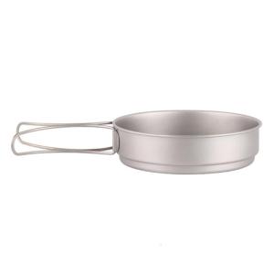 Large Capacity Titaniums Backpacking Cookware Folding Handle Dinner Plate for Camping Picnics Outdoor Meals