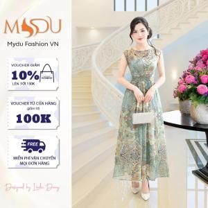 Váy Tơ Xước MDU5040 Dáng Dài Xòe Nhẹ Chiết Eo Tôn Dáng Cùng Phần Tùng Xếp Ly Mềm Mại Từ MDU