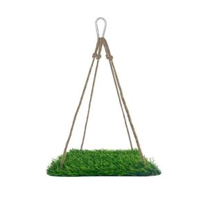 OUTOPEN Natural Bird Swing Mat Artificial Grass Round/Square Shape Hamster Sleep Bed Climb Toys Decorative Foraging Mat Toys Small Animals