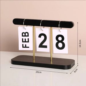 1 PC Modern Minimal Reusable Desk Calendar Rotatable Month Date Flip Cards Office Workspace Elegant Desktop Ornament