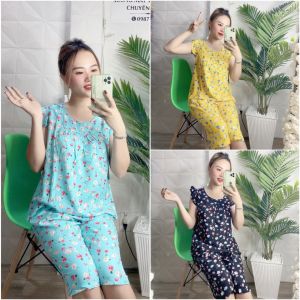 Bộ lanh mặc nhà  đồ bộ tole nữ  quần lửng tay cánh tiên họa tiết hoa nhí [CÓ SIZE] giao hoa ngẫu nhiên - TL49