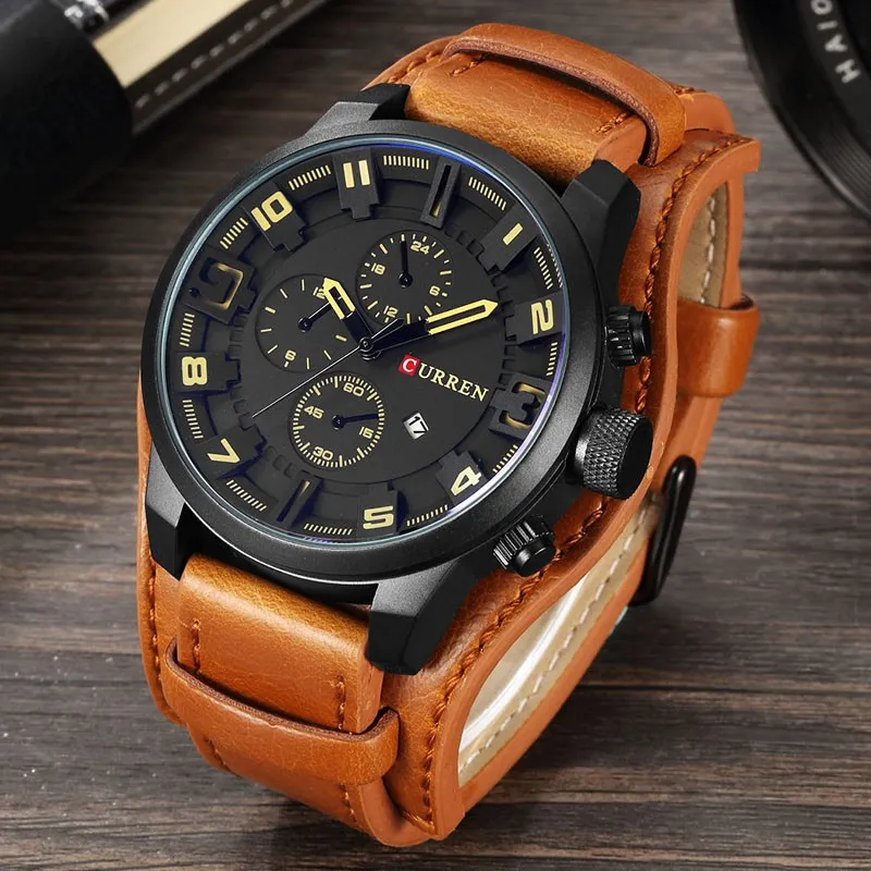 CURREN Men s Watch Quartz Fashion Leather Waterproof Watches Jewelry Bracelet Relo W0136 Lazada PH